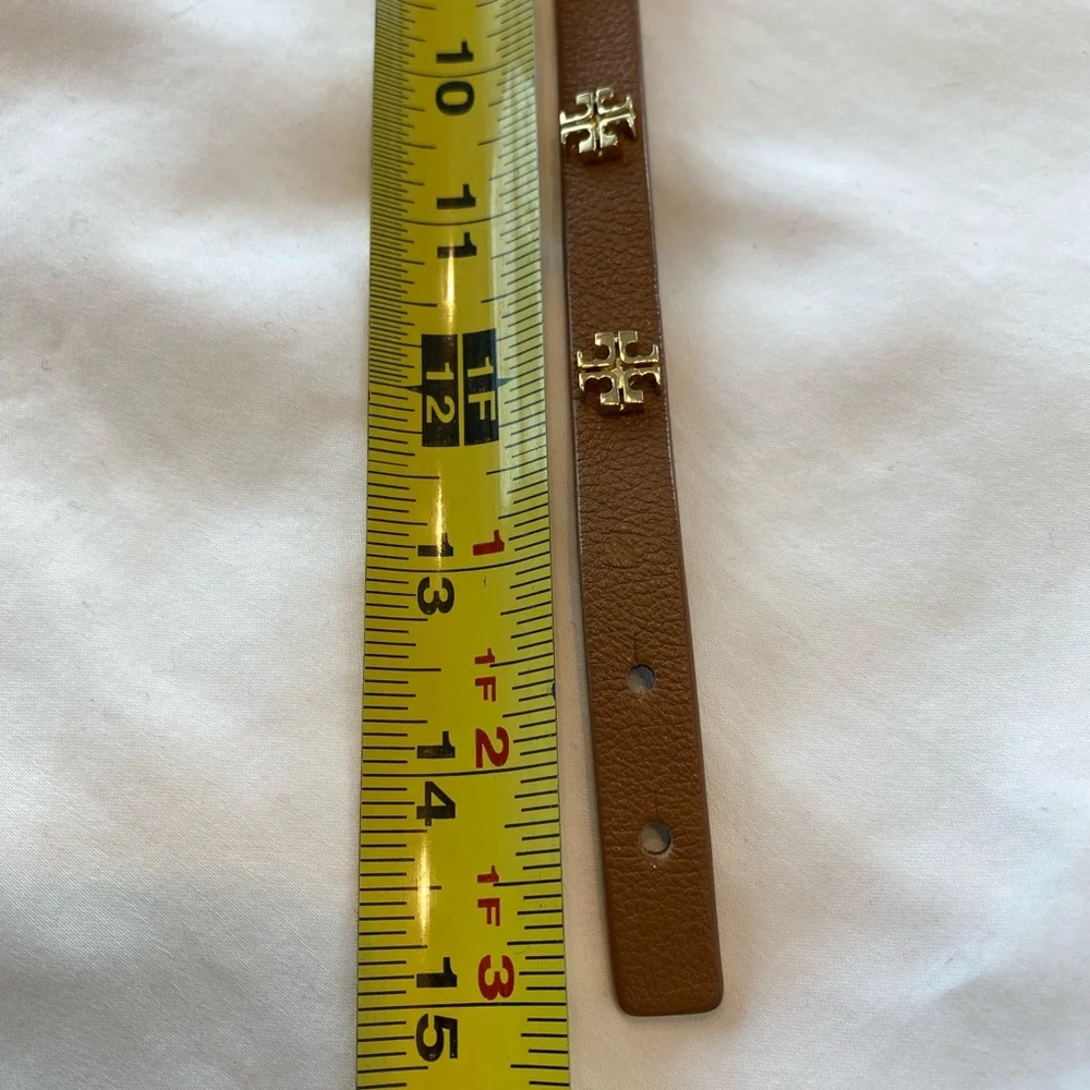 Tory Burch Double Wrap Logo Bracelet Leather Tan Gold - Picture 8 of 12